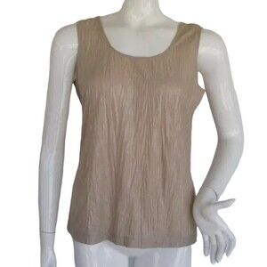 new CHICO'S Tank Top, 1, Crinkled, Lustrous Khaki, Lightweight
